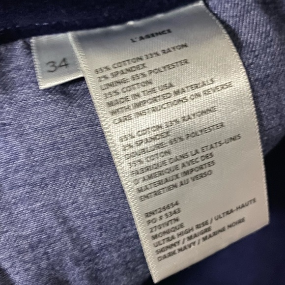 L’agence Monique High Rise Skinny Jeans 34 Velvet Dark Blue Navy NEW with tags - Picture 6 of 12
